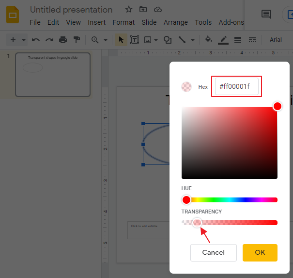 How to Make a Shape Transparent in Google Slide 5