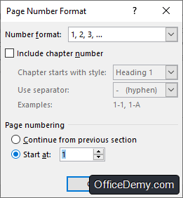 page number format in word