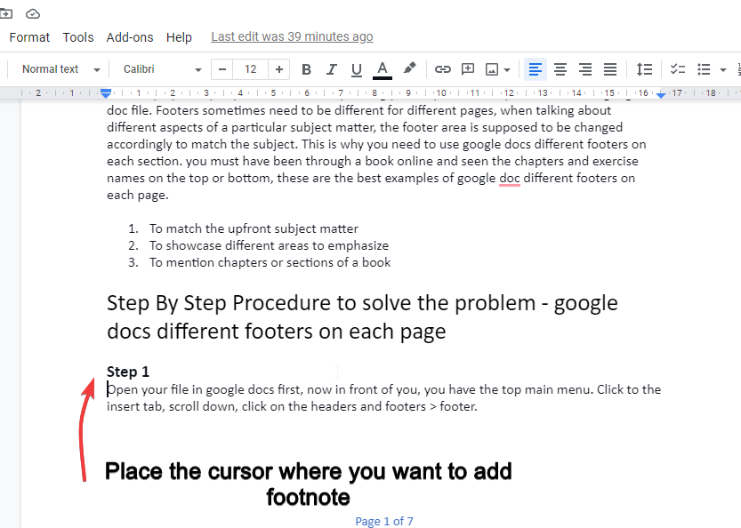 Place your cursor where you want to add your footnote
