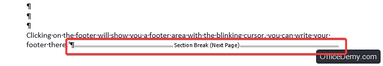 Section Break in word 2