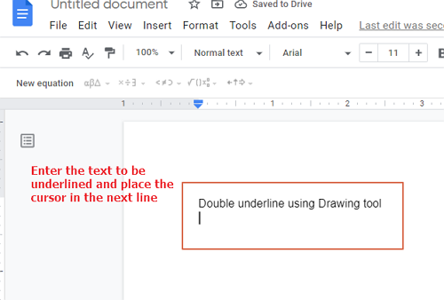 Text to be double underline in Google doc