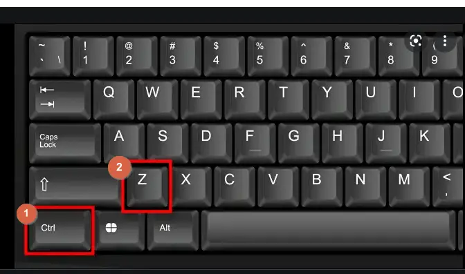 Undo Mistake by using keyboard shortcut