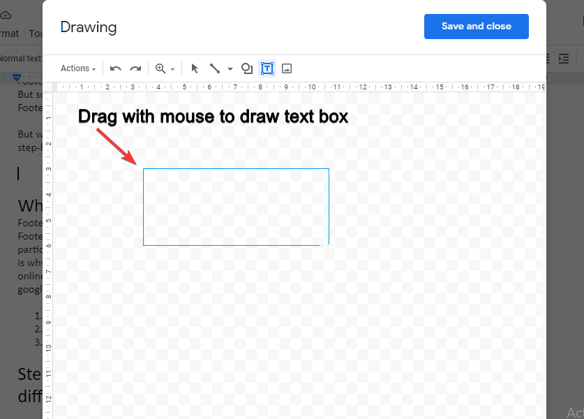 drag with your mouse to draw a text box