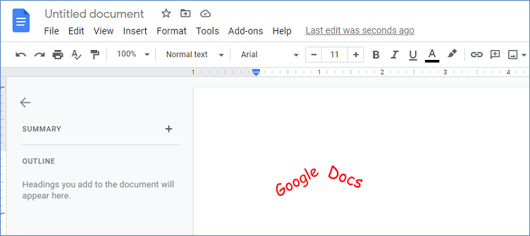 final curved text in google docs
