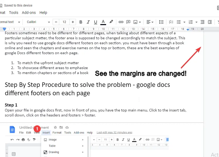 margins are changed