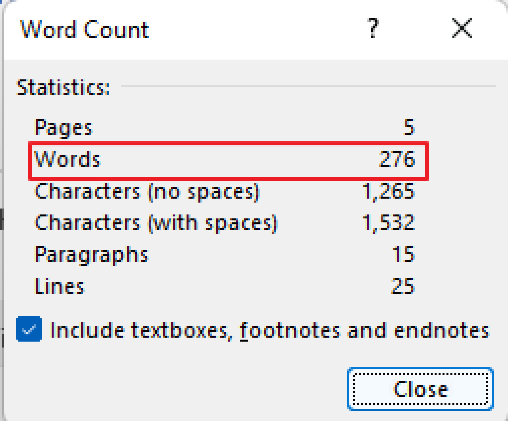 assignment word count university