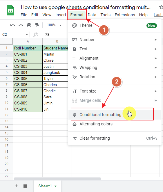 Google Sheets Conditional Formatting Multiple Columns 2
