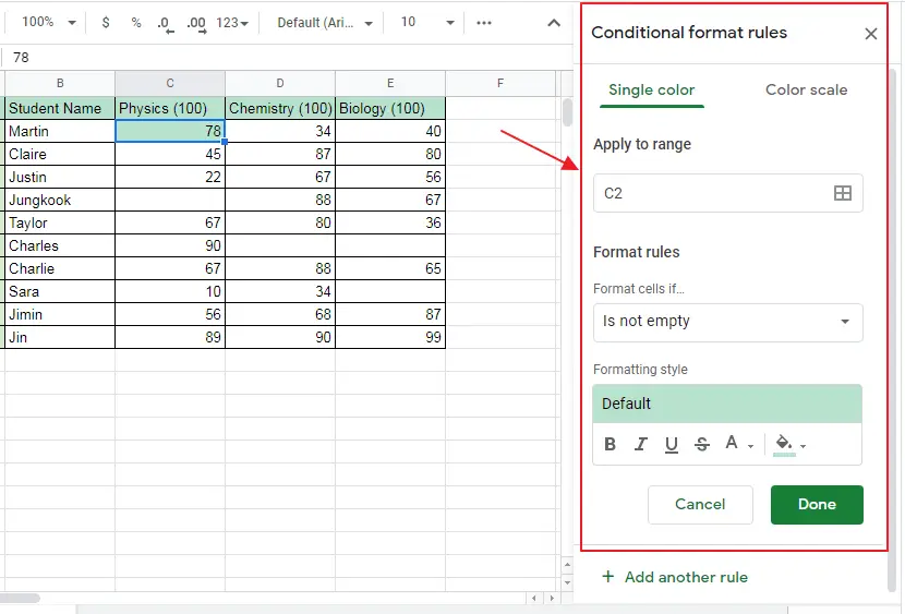 Google Sheets Conditional Formatting Multiple Columns 3