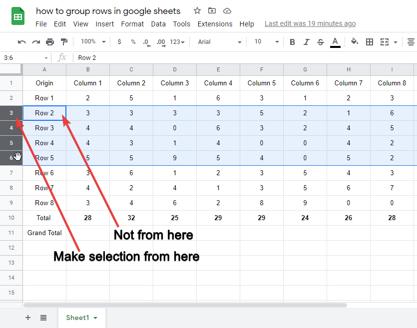 How to Group Rows in Google Sheets 1