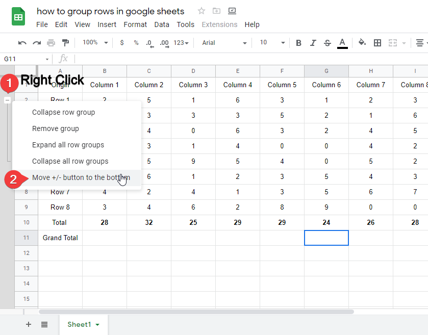 How to Group Rows in Google Sheets 7
