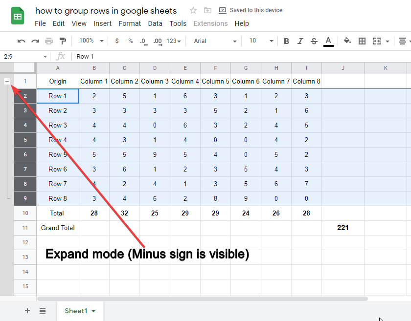 How to Group Rows in Google Sheets 8