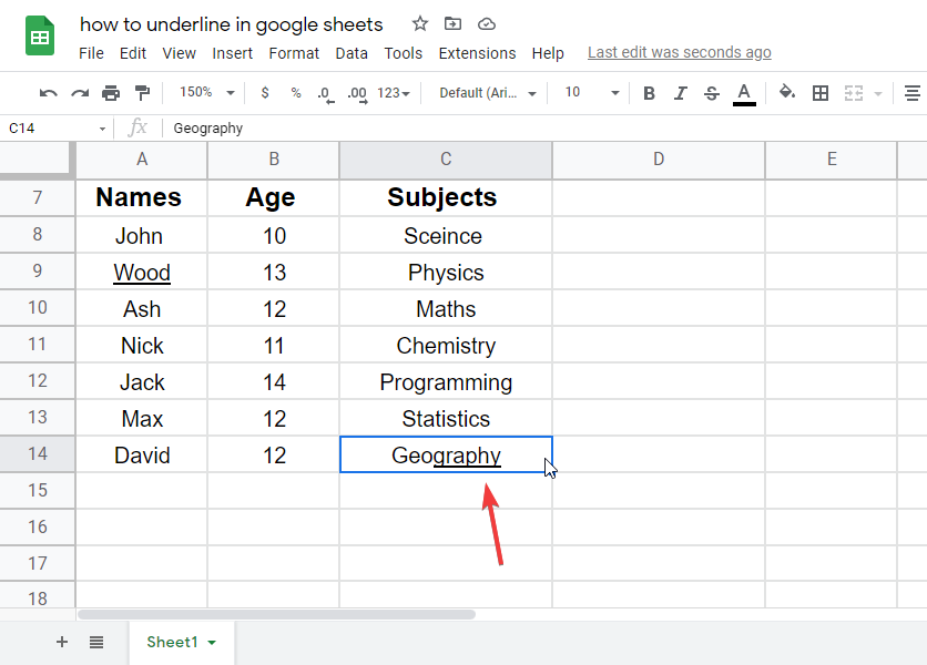 How to Underline in Google Sheets 4
