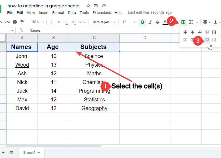 How to Underline in Google Sheets 5