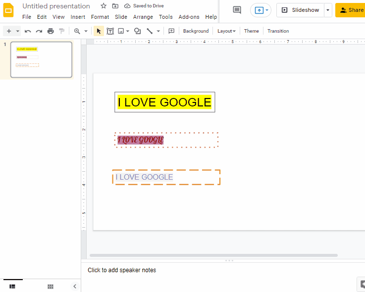 How to add a border to text in google slides