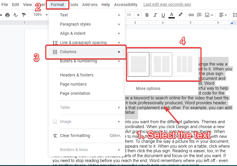 How to add columns in google docs 2