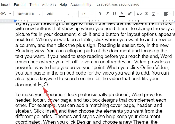 How to add subscript in google docs 3