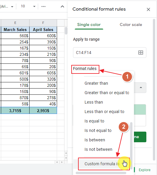 How to apply conditional formatting lowest and highest value in row google sheets 6