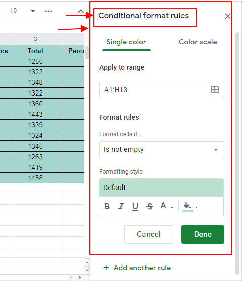 How to apply google sheets conditional formatting if cell contains formula 7