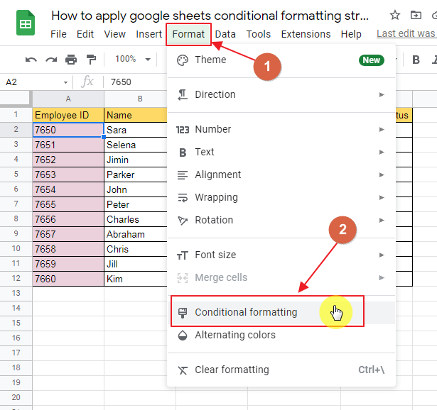 How to apply google sheets conditional formatting strikethrough 5