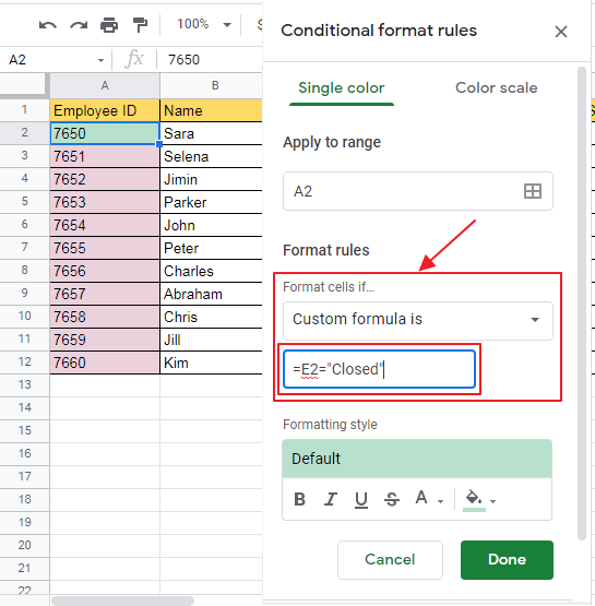 How to apply google sheets conditional formatting strikethrough 8