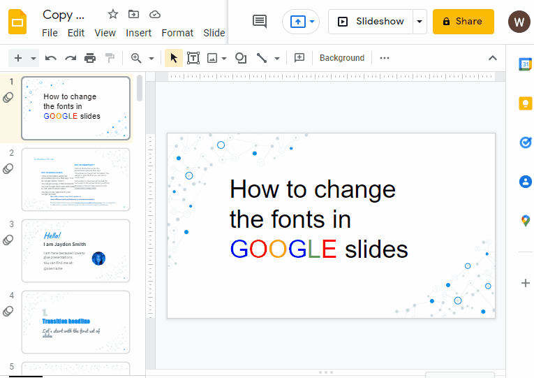 How to change fonts in google slides 1