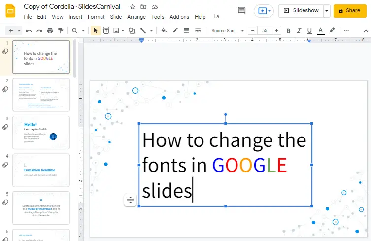 How to change fonts in google slides 2