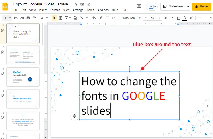 How to change fonts in google slides 3