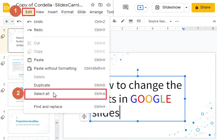 How to change fonts in google slides 4