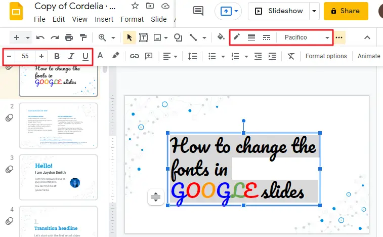 How to change fonts in google slides 7