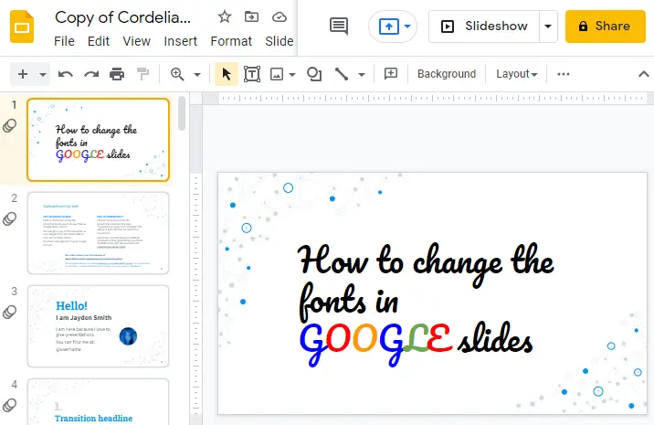 How to change fonts in google slides 8