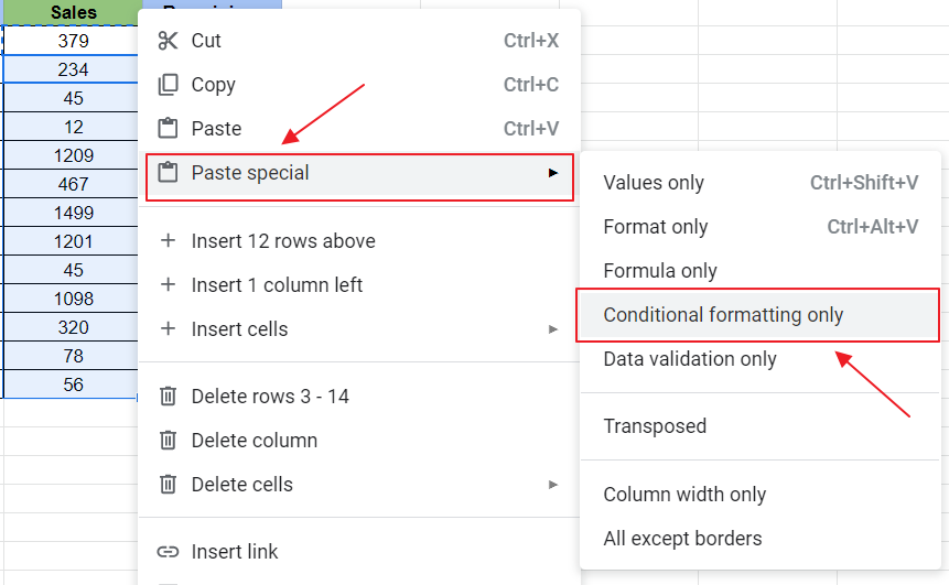 How to copy conditional formatting in google sheets 5