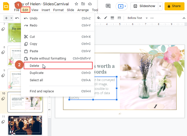 How to delete a text box in google slides 4