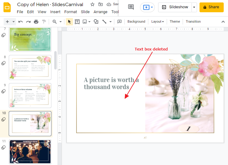 How to delete a text box in google slides 5