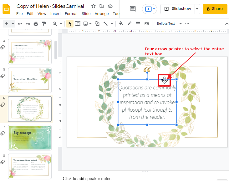 How to delete a text box in google slides 8
