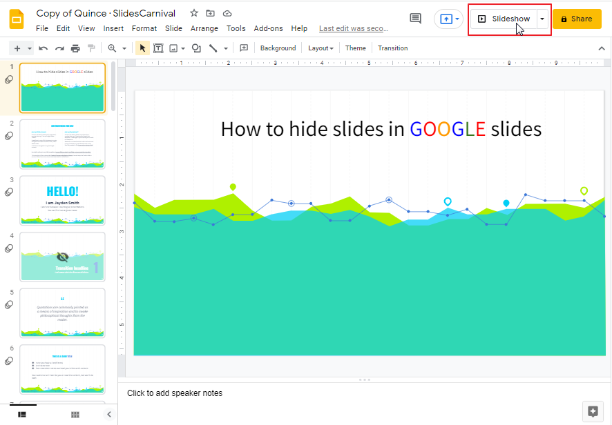 How to hide slides in google slides 4