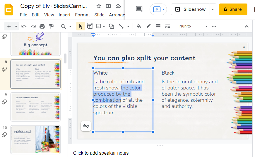 How to highlight on google slides 2