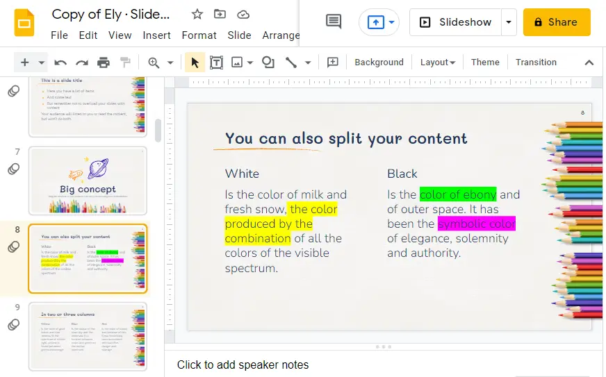 How to highlight on google slides 5
