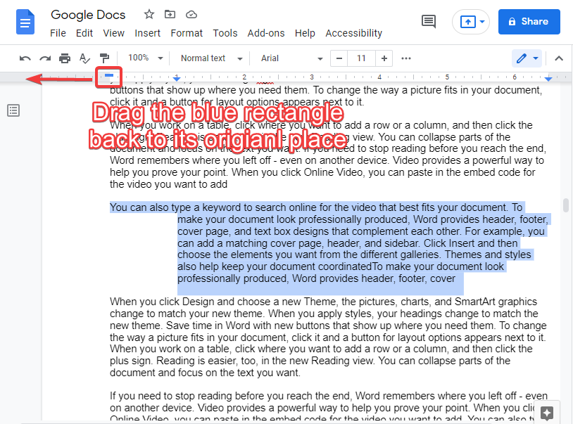 How to indent the second line in google docs 5