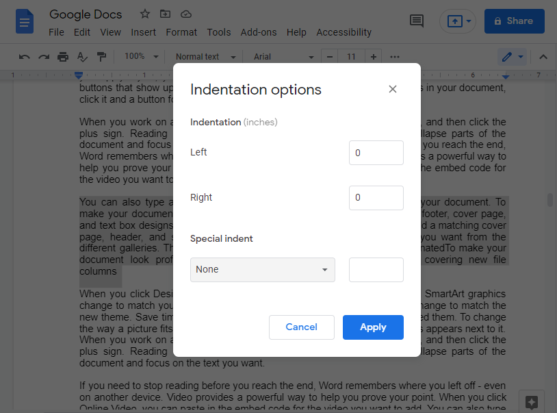 How to indent the second line in google docs 9
