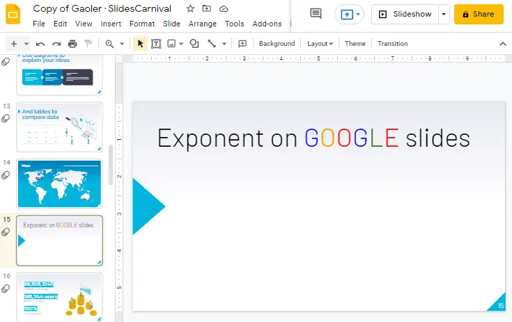 How to make an exponent on google slides 1