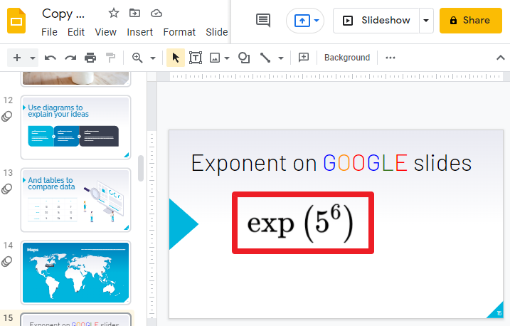 How to make an exponent on google slides 19