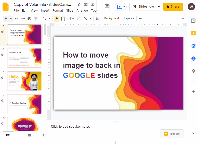 How to move image to back in google slides 1