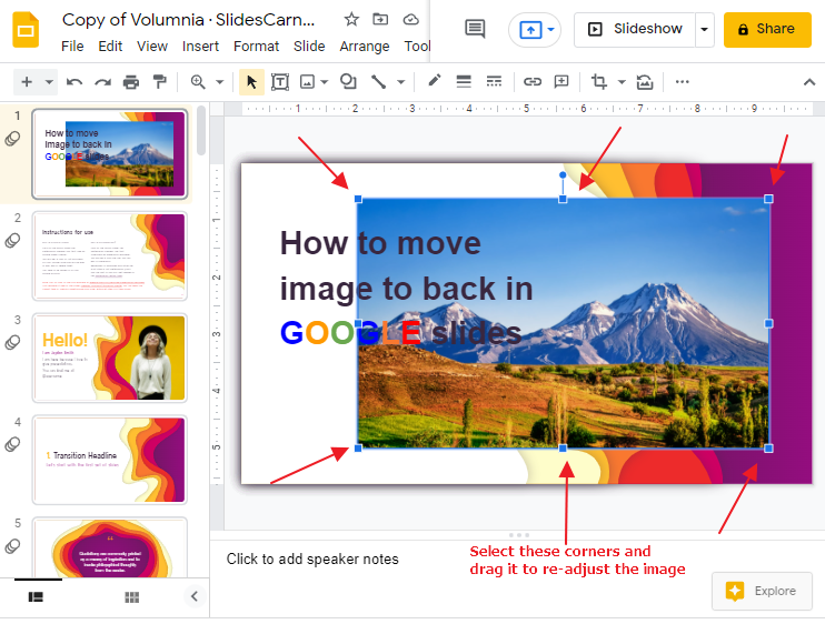 How to move image to back in google slides 7