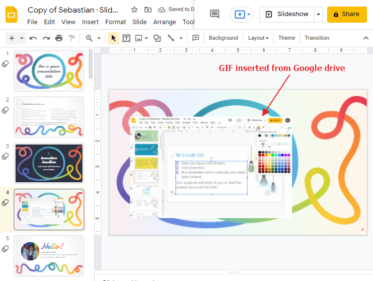 How to put a gif in google slides 13