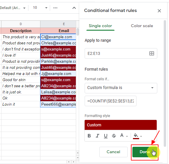 How to use conditional formatting duplicates google sheets 10