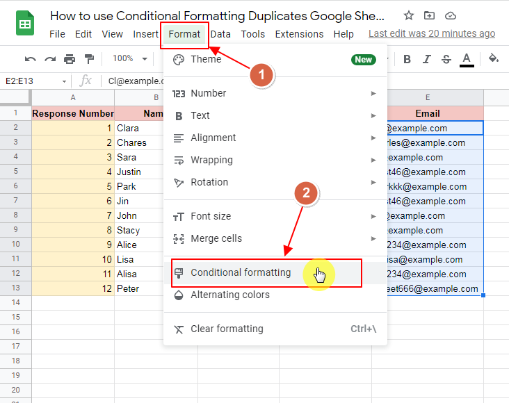 How to use conditional formatting duplicates google sheets 5