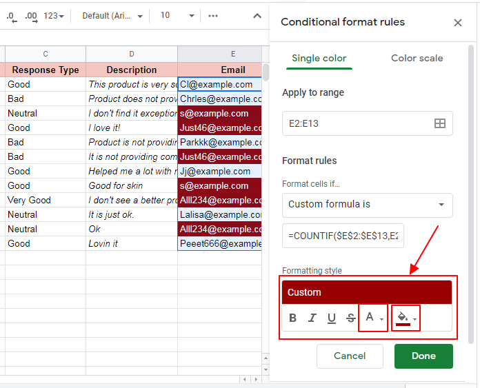 How to use conditional formatting duplicates google sheets 9