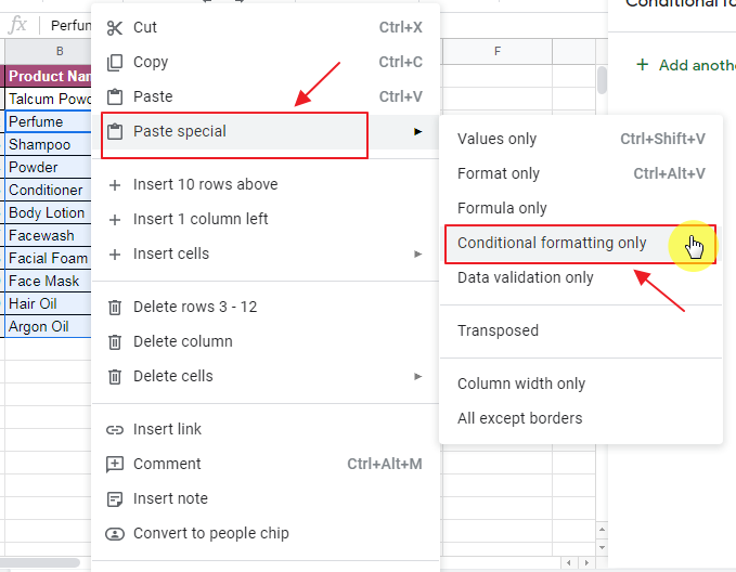 How to use google sheets conditional formatting based on another column 17