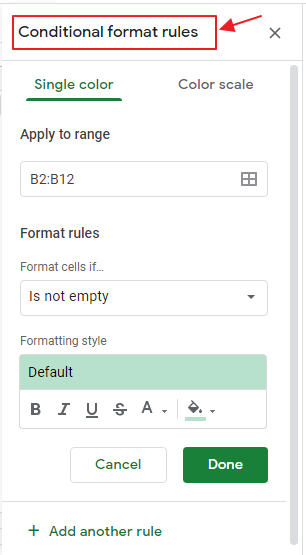 How to use google sheets conditional formatting based on another column 5