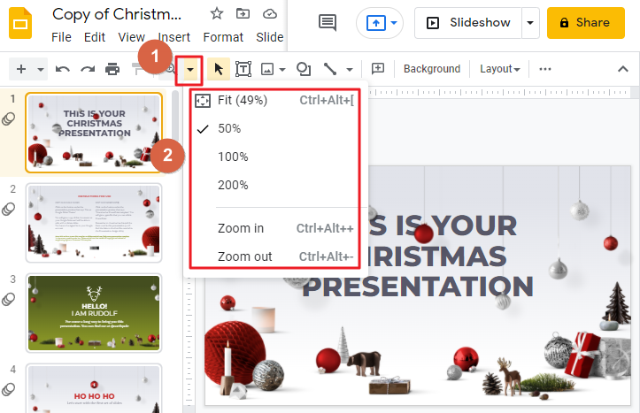 How to zoom in a google slide 5